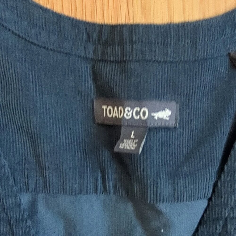Toad&Co Scouter Cord Jumper Dress Large Navy/Teal Y2K CabinCore Cottage Prairie - Picture 2 of 8
